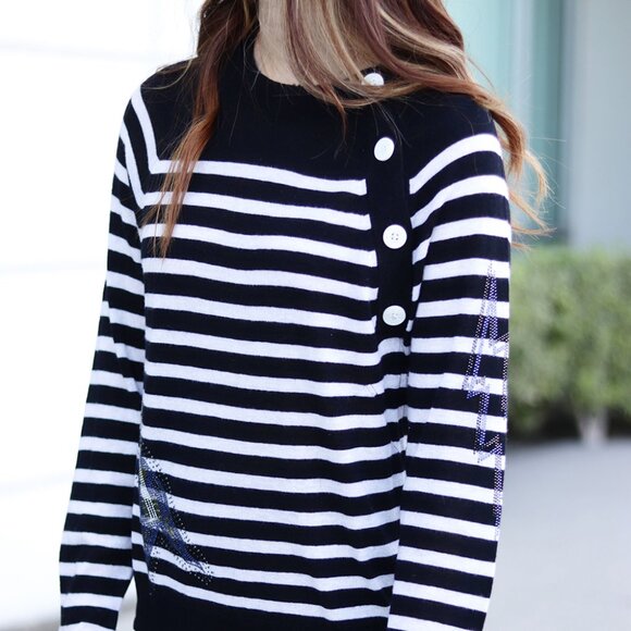 NWT - Zadig & Voltaire Reglis Stripe Sweater 100% Cashmere SHMZ1113F - Picture 3 of 15